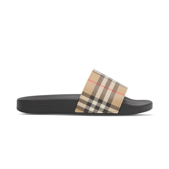 Burberry Beige and Black Check Slides - Picture 3 of 14
